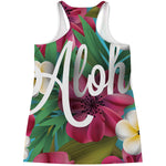 Tropical Flower Aloha Print Women's Racerback Tank Top
