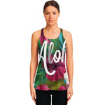 Tropical Flower Aloha Print Women's Racerback Tank Top
