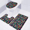 Tropical Flowers Hawaii Pattern Print 3 Piece Bath Mat Set