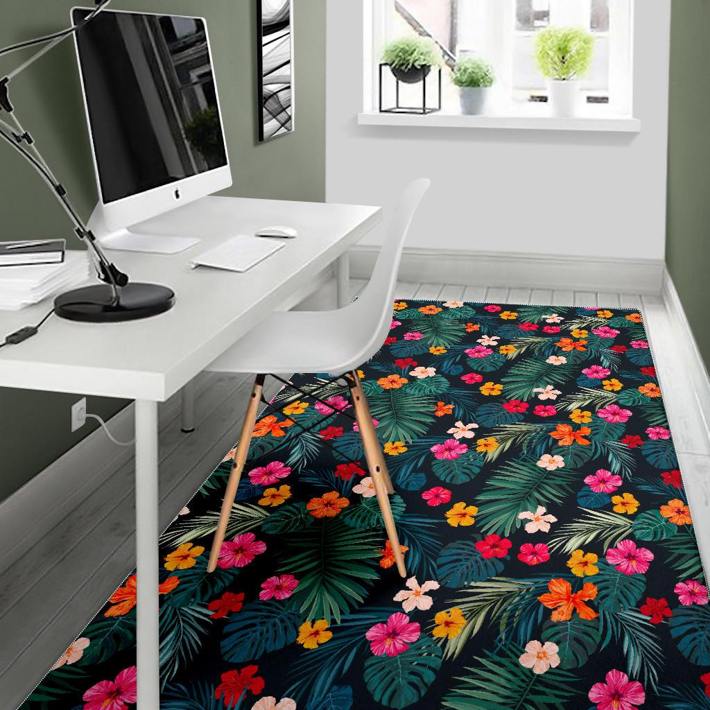 Tropical Flowers Hawaii Pattern Print Area Rug GearFrost