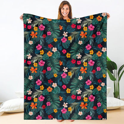 Tropical Flowers Hawaii Pattern Print Blanket