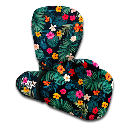 Tropical Flowers Hawaii Pattern Print Boxing Gloves