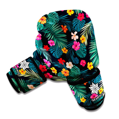 Tropical Flowers Hawaii Pattern Print Boxing Gloves