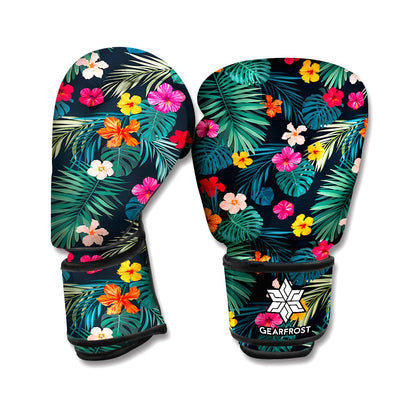 Tropical Flowers Hawaii Pattern Print Boxing Gloves