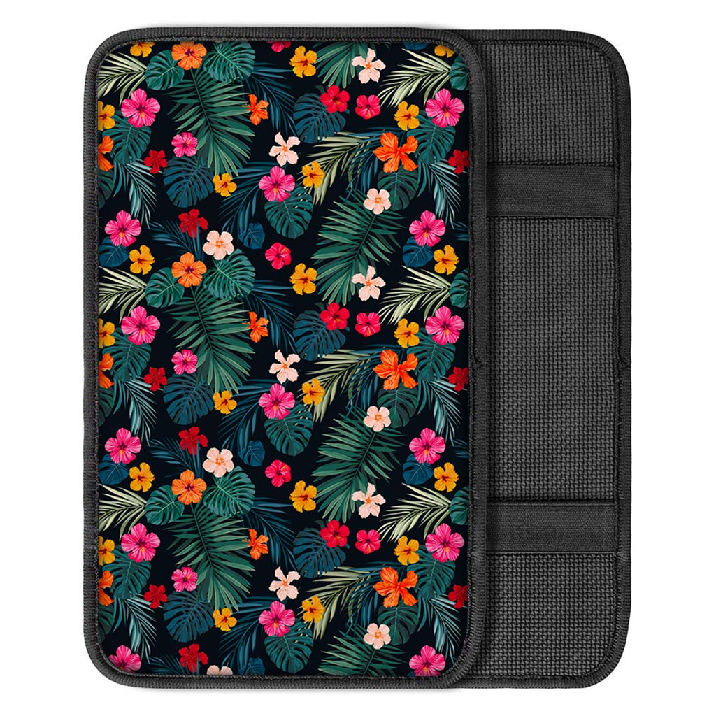 Tropical Flowers Hawaii Pattern Print Car Center Console Cover