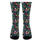 Tropical Flowers Hawaii Pattern Print Crew Socks