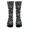 Tropical Flowers Hawaii Pattern Print Crew Socks