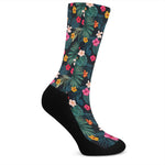 Tropical Flowers Hawaii Pattern Print Crew Socks