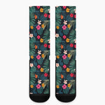 Tropical Flowers Hawaii Pattern Print Crew Socks