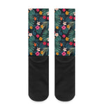 Tropical Flowers Hawaii Pattern Print Crew Socks