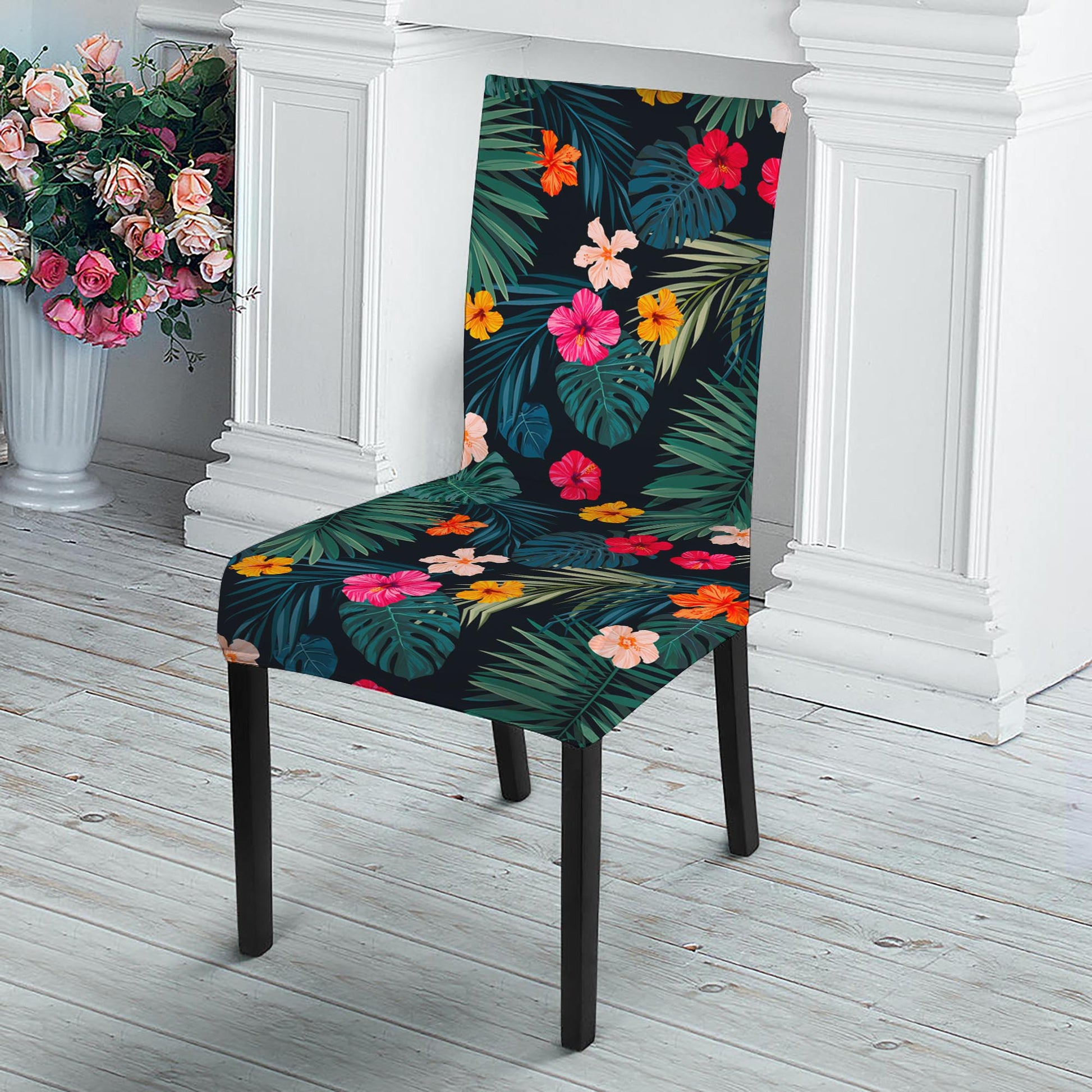 Tropical Flowers Hawaii Pattern Print Dining Chair Slipcover