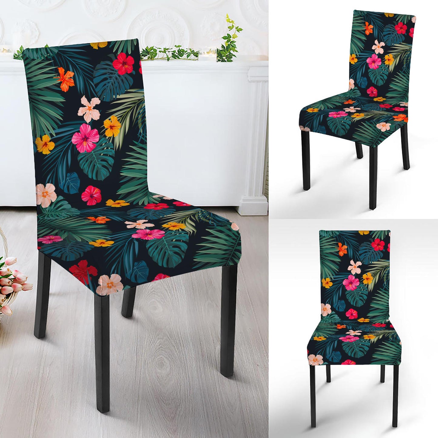 Tropical Flowers Hawaii Pattern Print Dining Chair Slipcover