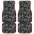 Tropical Flowers Hawaii Pattern Print Front and Back Car Floor Mats
