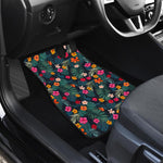 Tropical Flowers Hawaii Pattern Print Front and Back Car Floor Mats