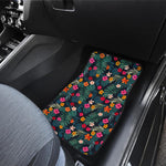Tropical Flowers Hawaii Pattern Print Front and Back Car Floor Mats