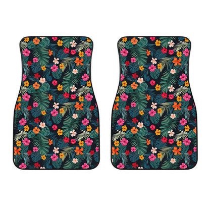 Tropical Flowers Hawaii Pattern Print Front Car Floor Mats