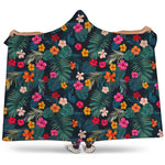 Tropical Flowers Hawaii Pattern Print Hooded Blanket