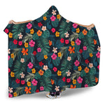 Tropical Flowers Hawaii Pattern Print Hooded Blanket