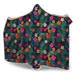 Tropical Flowers Hawaii Pattern Print Hooded Blanket