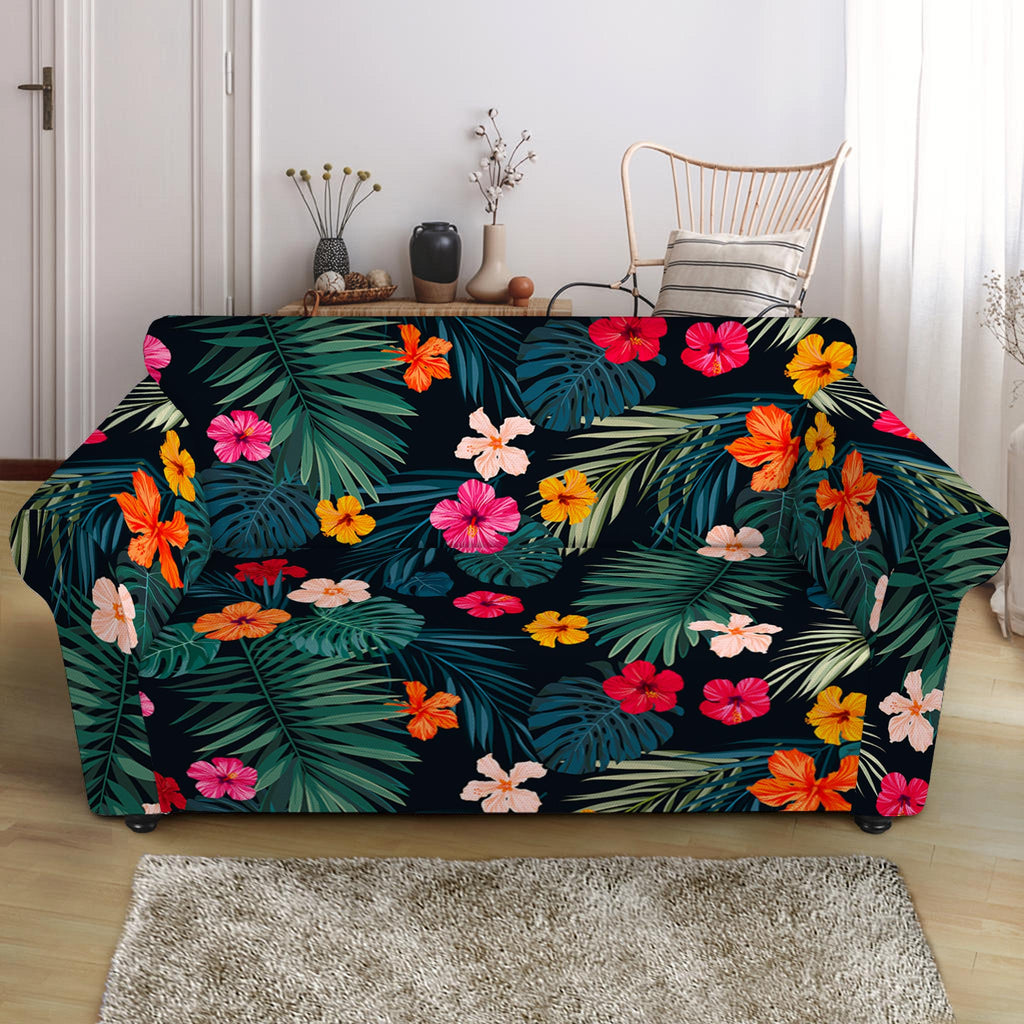 Tropical Flowers Hawaii Pattern Print Loveseat Slipcover
