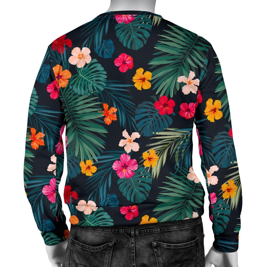 Tropical Flowers Hawaii Pattern Print Men's Crewneck Sweatshirt GearFrost
