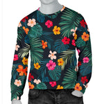 Tropical Flowers Hawaii Pattern Print Men's Crewneck Sweatshirt GearFrost