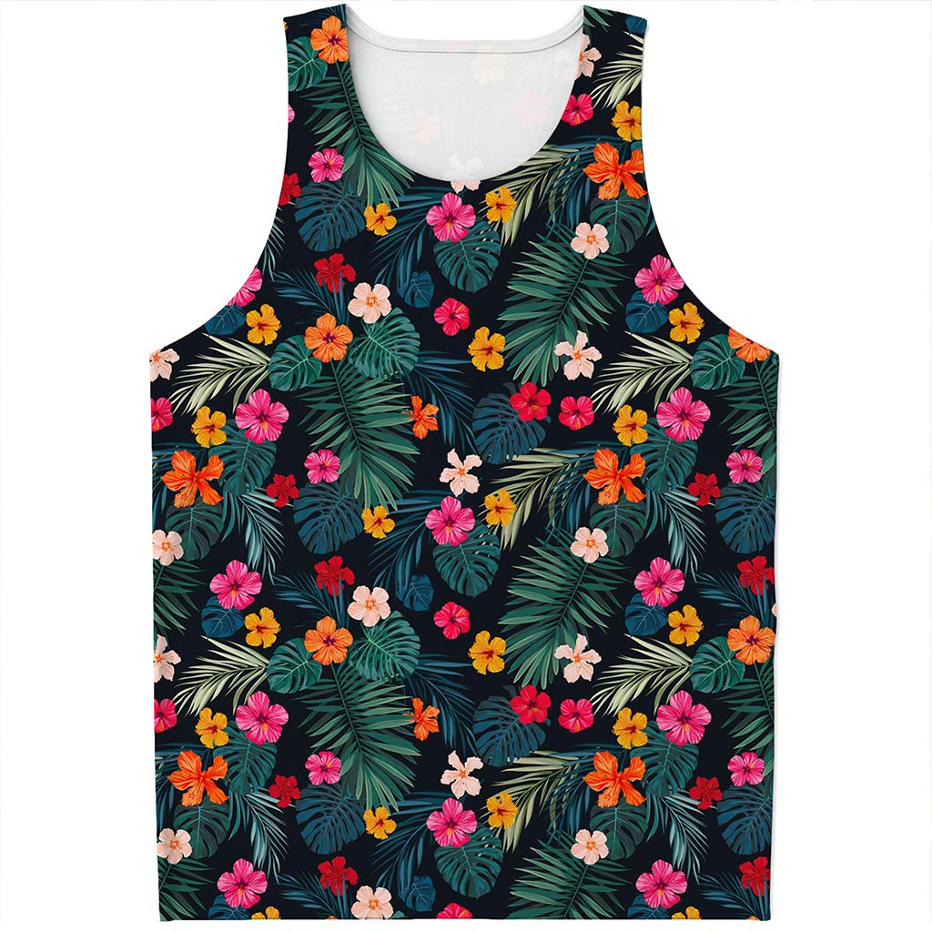 Tropical Flowers Hawaii Pattern Print Men's Tank Top