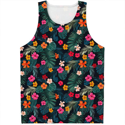 Tropical Flowers Hawaii Pattern Print Men's Tank Top