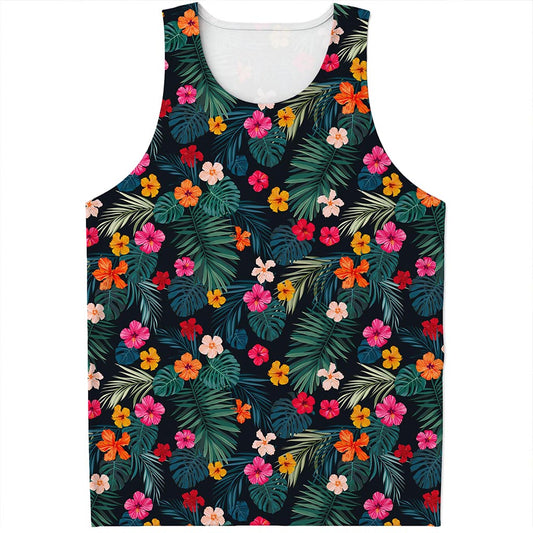 Tropical Flowers Hawaii Pattern Print Men's Tank Top