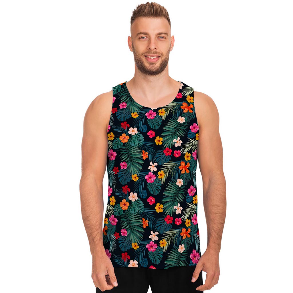 Tropical Flowers Hawaii Pattern Print Men's Tank Top