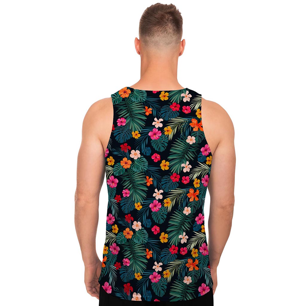 Tropical Flowers Hawaii Pattern Print Men's Tank Top