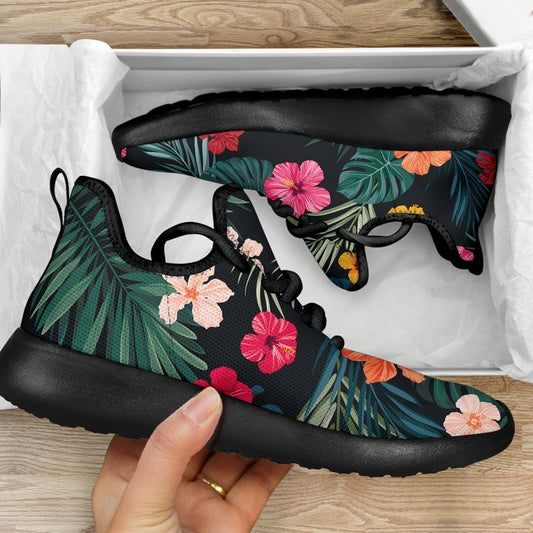 Tropical Flowers Hawaii Pattern Print Mesh Knit Shoes GearFrost