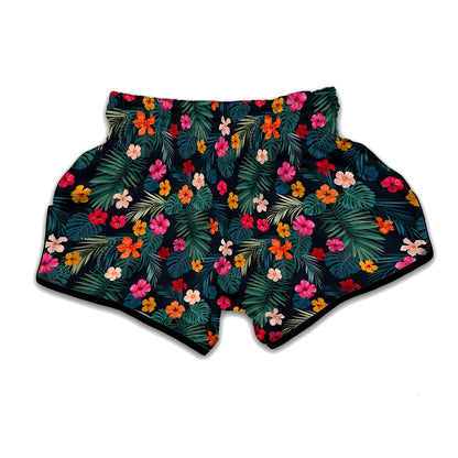 Tropical Flowers Hawaii Pattern Print Muay Thai Boxing Shorts