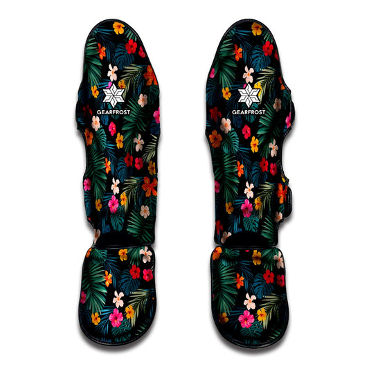 Tropical Flowers Hawaii Pattern Print Muay Thai Shin Guard