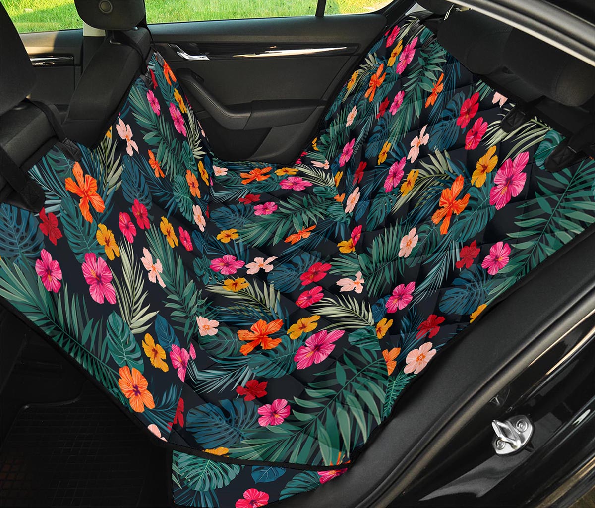 Tropical Flowers Hawaii Pattern Print Pet Car Back Seat Cover