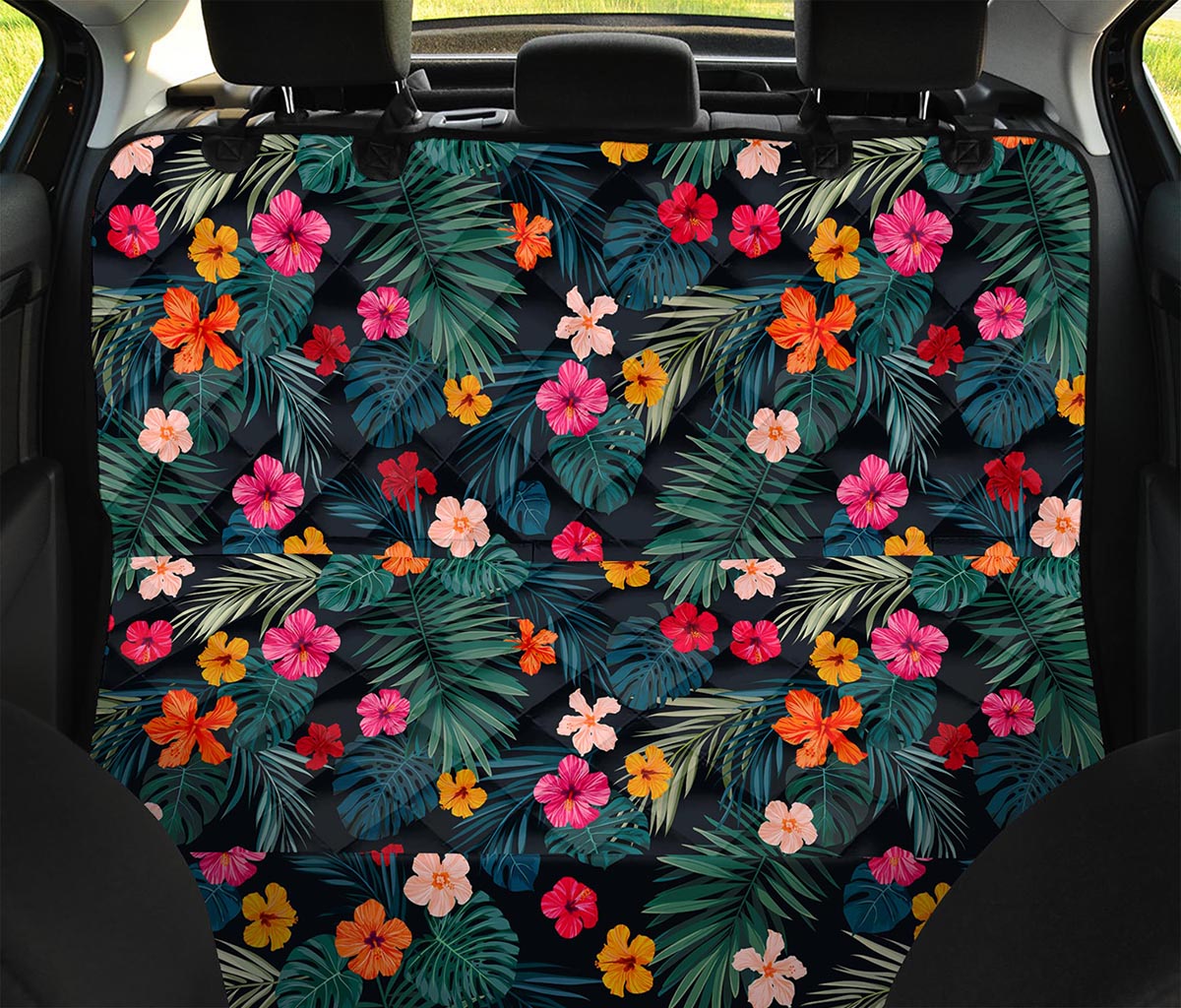 Tropical Flowers Hawaii Pattern Print Pet Car Back Seat Cover