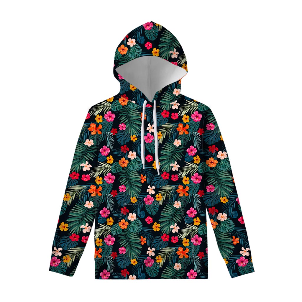 Tropical Flowers Hawaii Pattern Print Pullover Hoodie