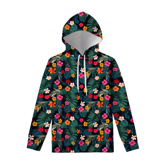 Tropical Flowers Hawaii Pattern Print Pullover Hoodie