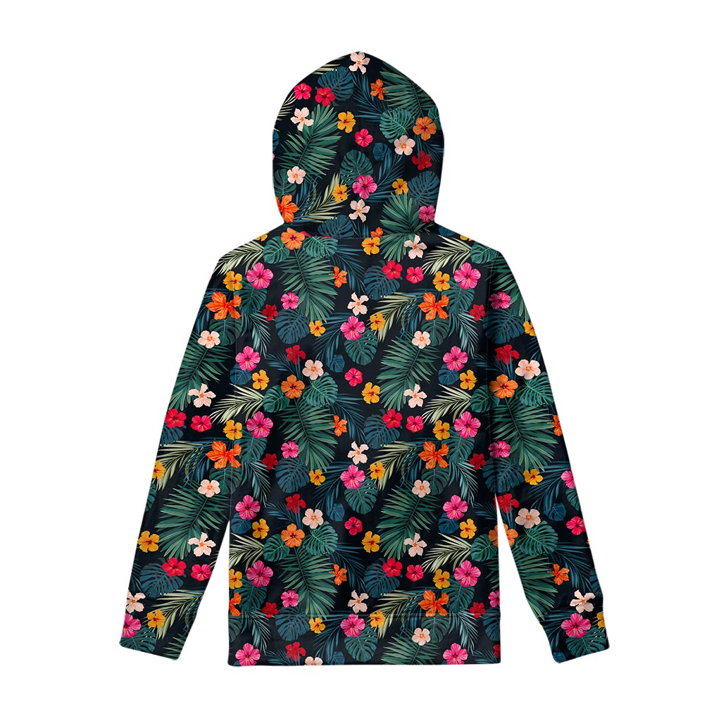 Tropical Flowers Hawaii Pattern Print Pullover Hoodie