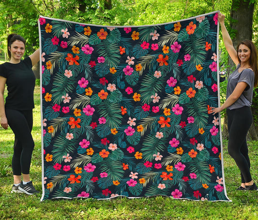 Tropical Flowers Hawaii Pattern Print Quilt
