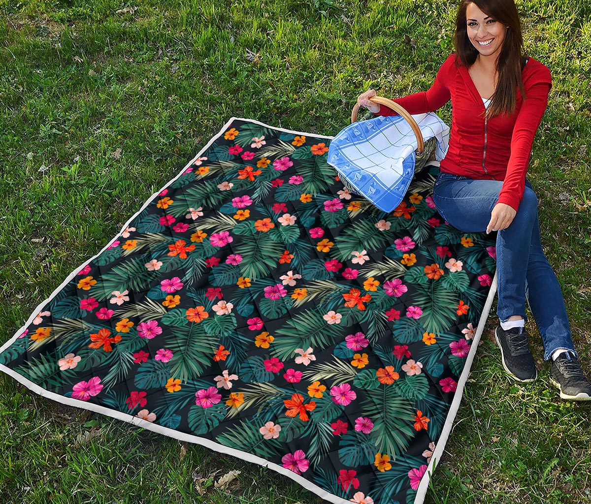 Tropical Flowers Hawaii Pattern Print Quilt