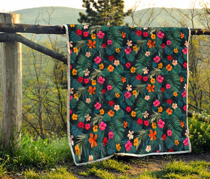 Tropical Flowers Hawaii Pattern Print Quilt