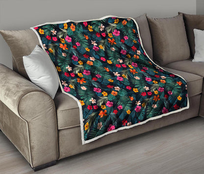 Tropical Flowers Hawaii Pattern Print Quilt
