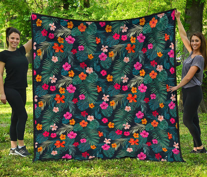 Tropical Flowers Hawaii Pattern Print Quilt