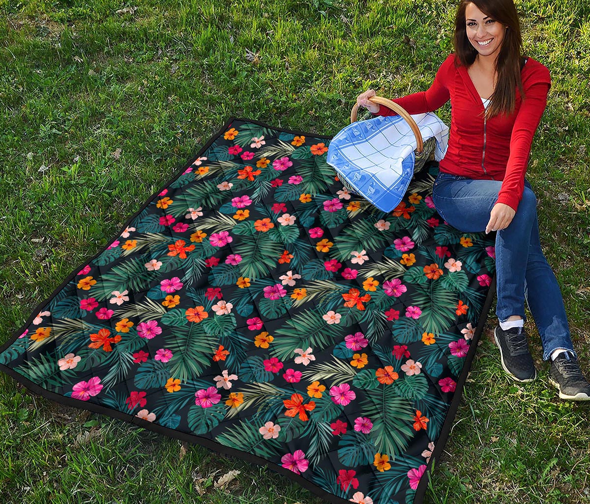 Tropical Flowers Hawaii Pattern Print Quilt