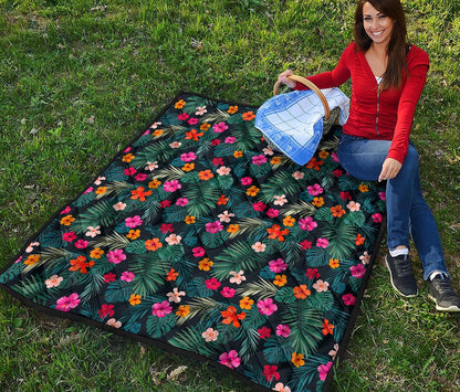 Tropical Flowers Hawaii Pattern Print Quilt