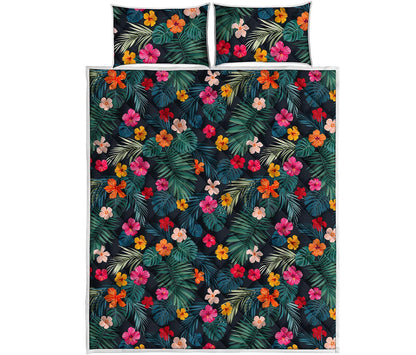 Tropical Flowers Hawaii Pattern Print Quilt Bed Set