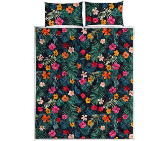 Tropical Flowers Hawaii Pattern Print Quilt Bed Set