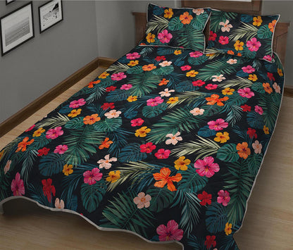 Tropical Flowers Hawaii Pattern Print Quilt Bed Set