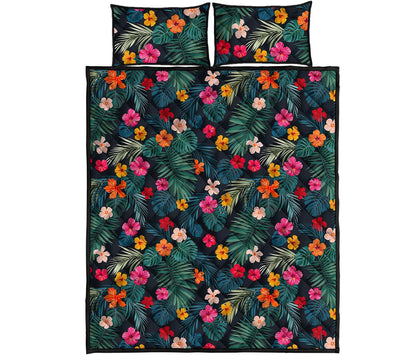 Tropical Flowers Hawaii Pattern Print Quilt Bed Set